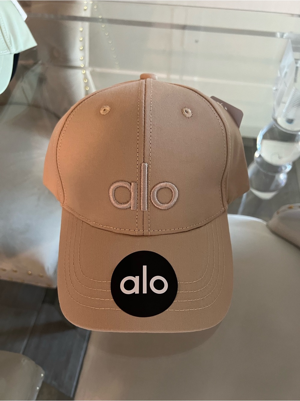 ALO Yoga beige tan logo baseball cap unisex